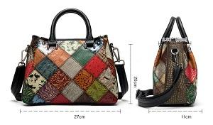 petit sac à main en cuir véritable patchwork pour femme