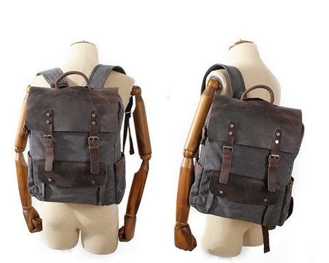 sac à dos vintage toile et cuir